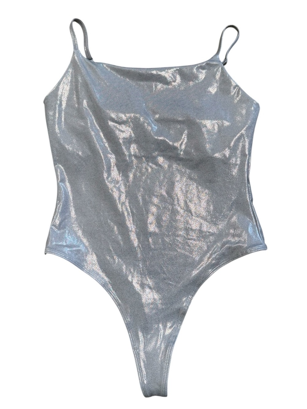 NWOT Gap Fit Athletic Silver Shimmer Bodysuit